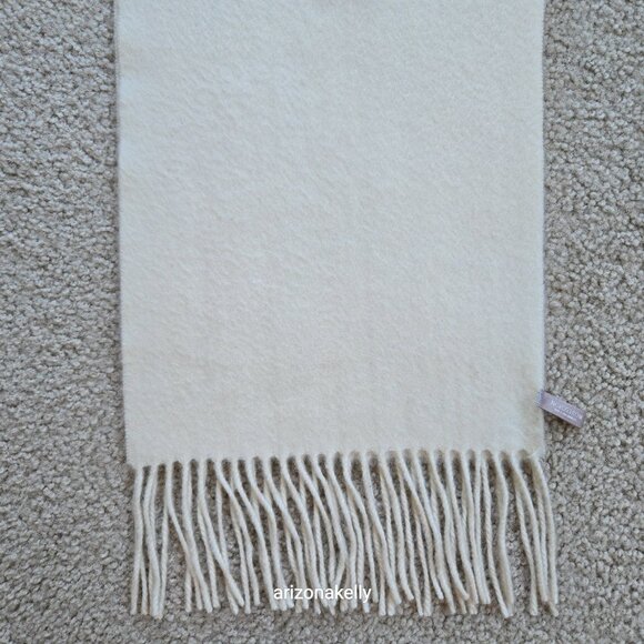 NWOT Nordstrom Cashmere Ivory Woven Fringe Scarf - Picture 2 of 13